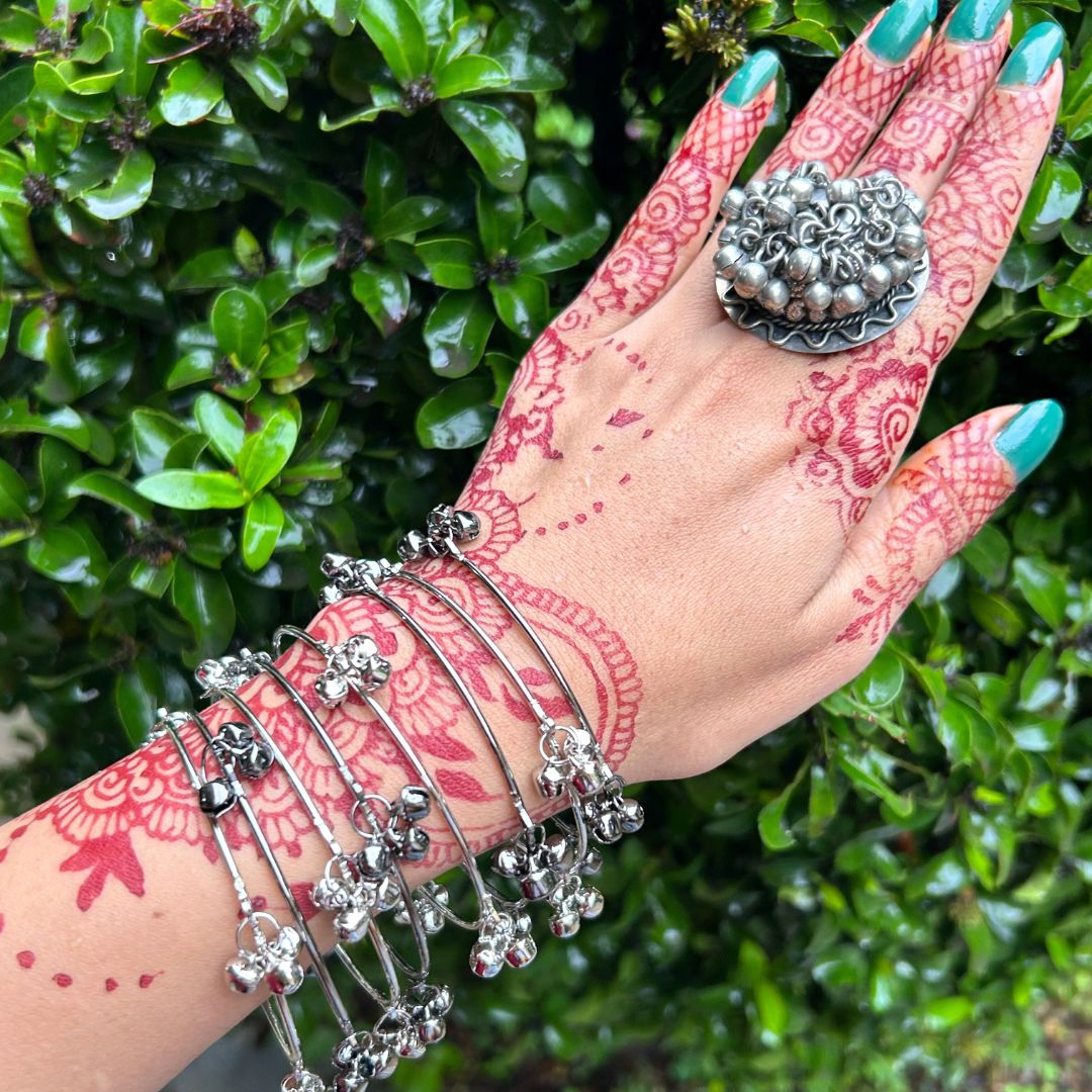 Trisha Silver Look - Alike Ghungroo Finger Ring