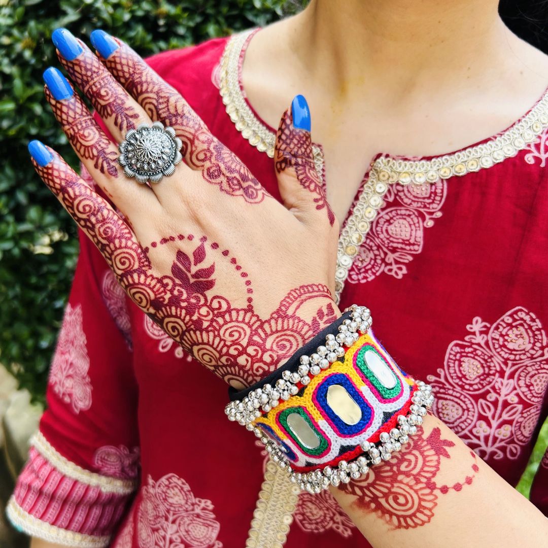 Ring of Flower Silver Oxidized Adjustable Finger Ring - Set of 3