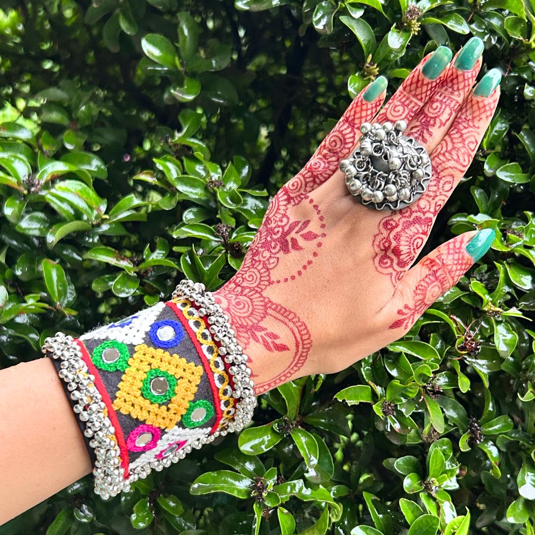 Trisha Silver Look - Alike Ghungroo Finger Ring