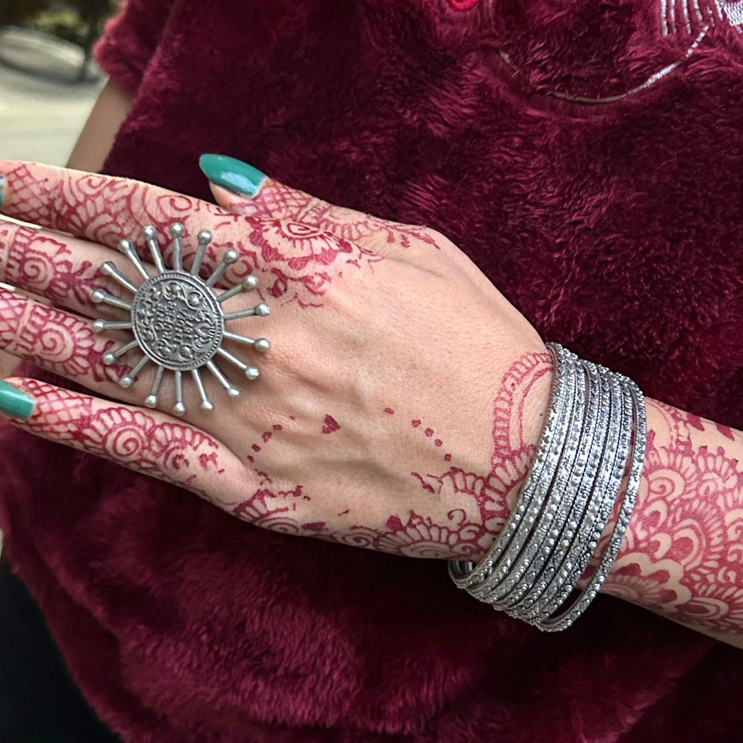 Sun Oxidised Adjustable Finger Ring