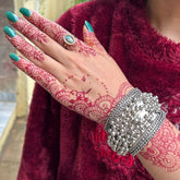 Mayah Ghungroo Silver Oxidised Cuff Bracelet