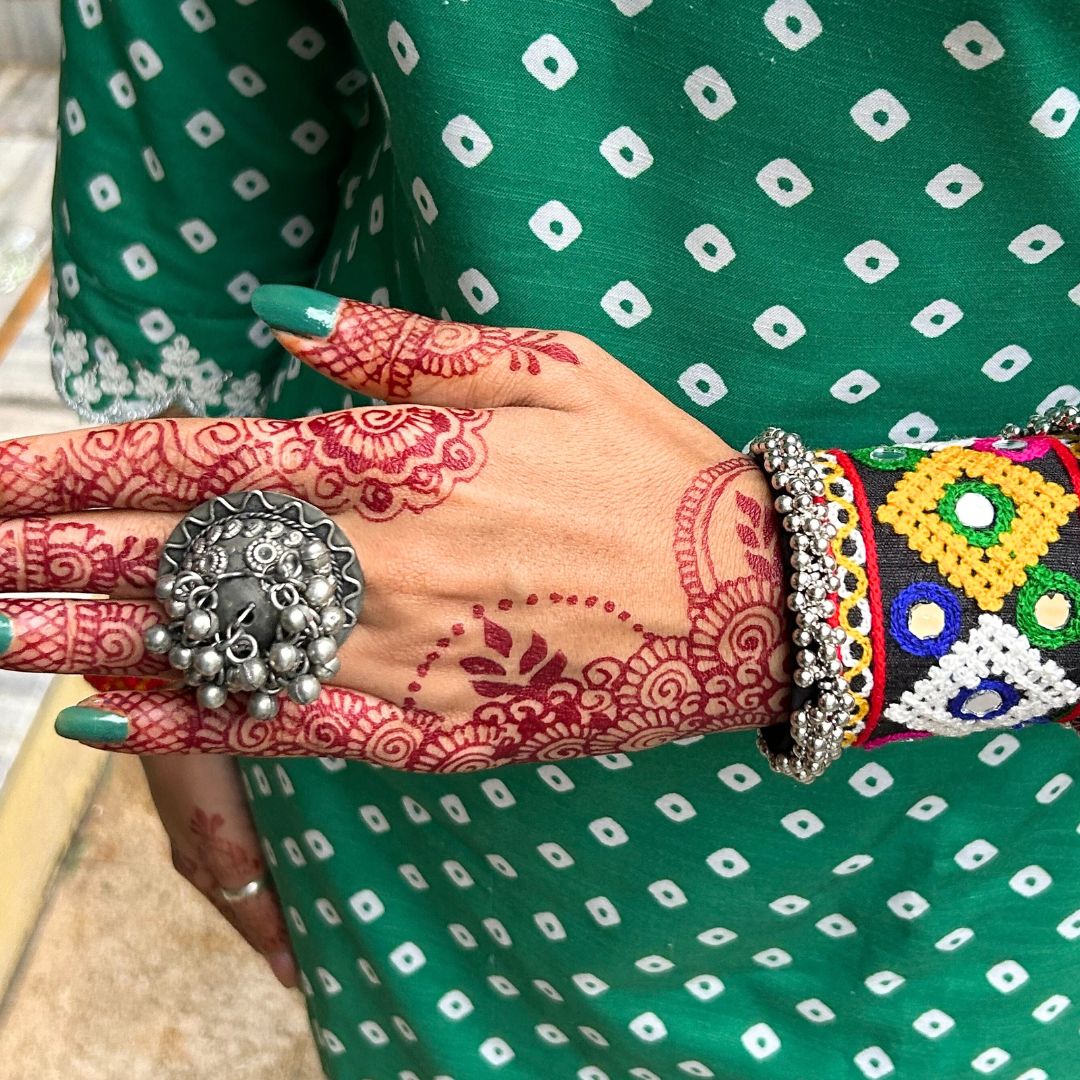 Trisha Silver Look - Alike Ghungroo Finger Ring