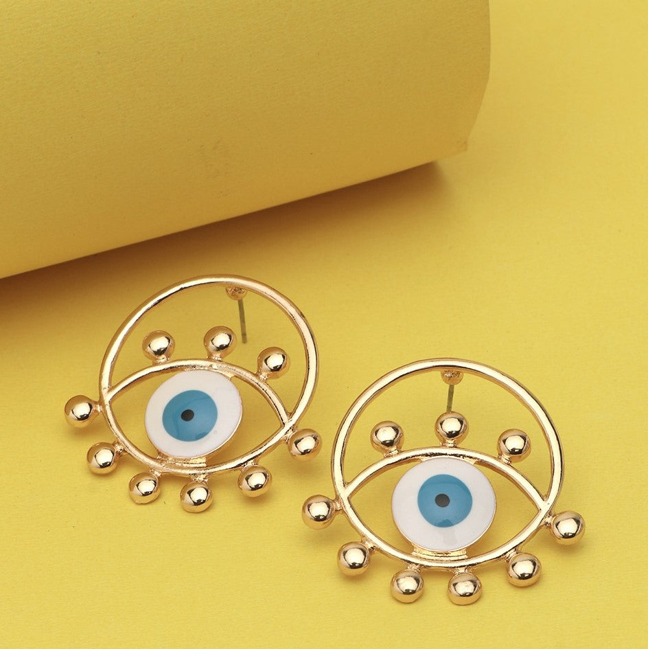 LAIDA Gold Plated Multi Evil Eye Hoops