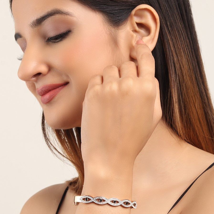 Anne Rose Gold Plated Multi Evil Eye - Bangle Bracelet