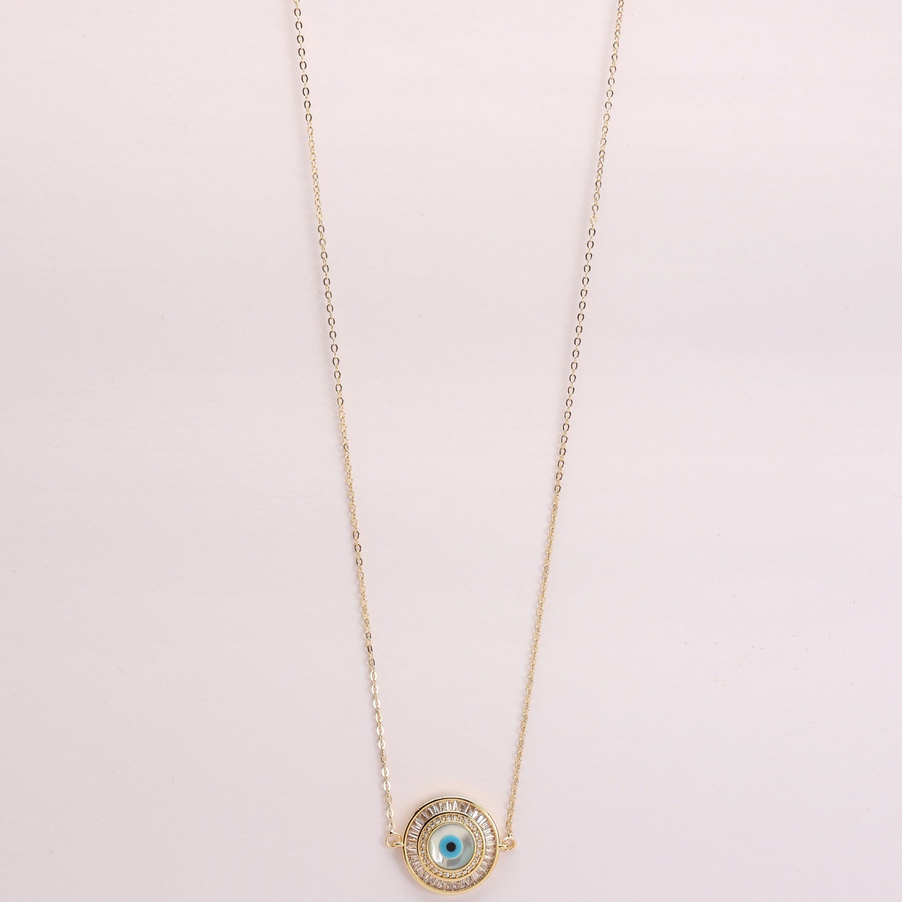 Gold Plated American Diamond Polki Evil Eye Pendant