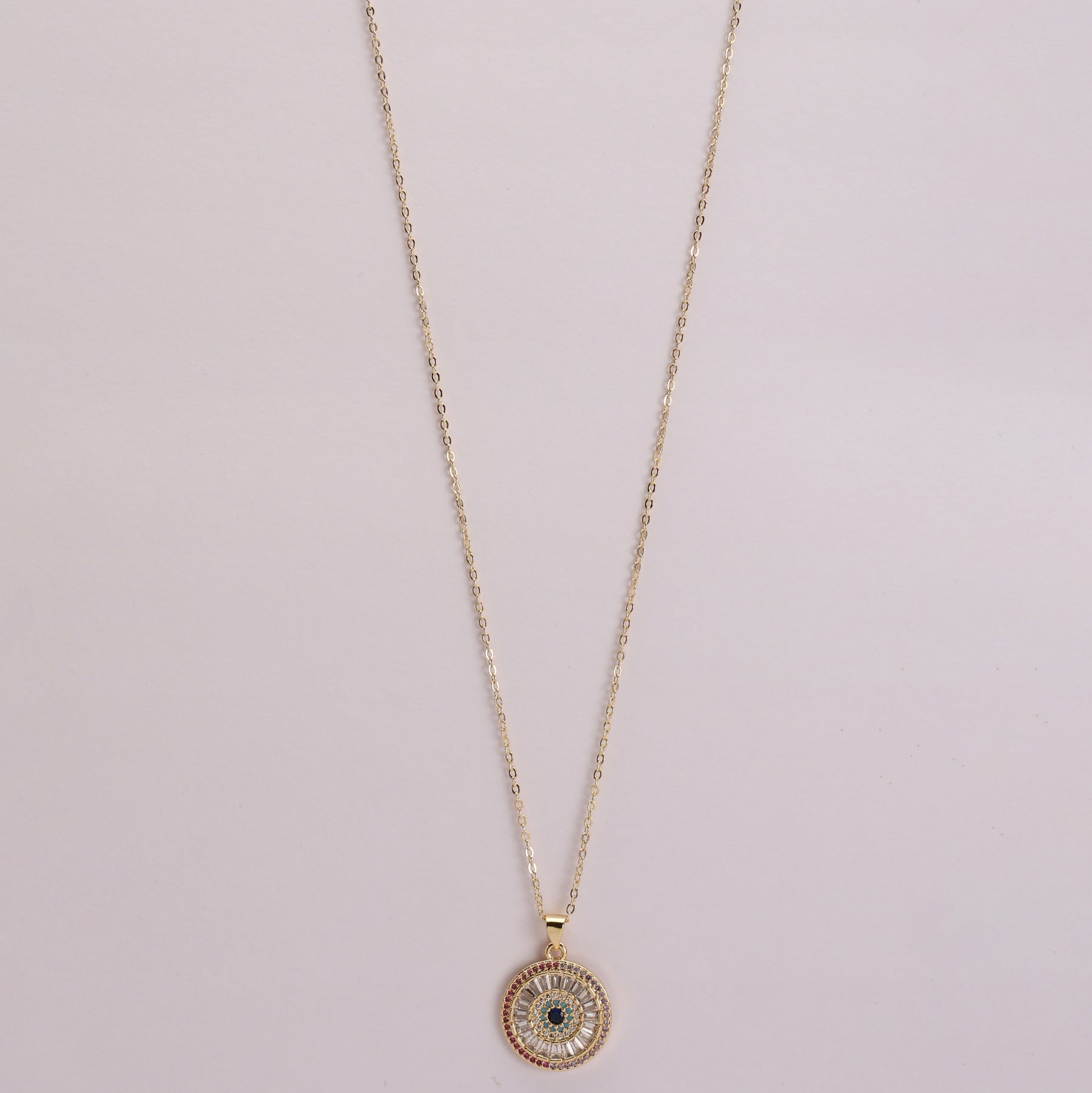 Gold Plated American Diamond Polki Evil Eye Pendant
