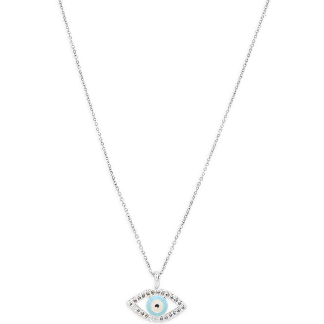 LAIDA Silver Plated Oval Blue Evil Eye Pendant