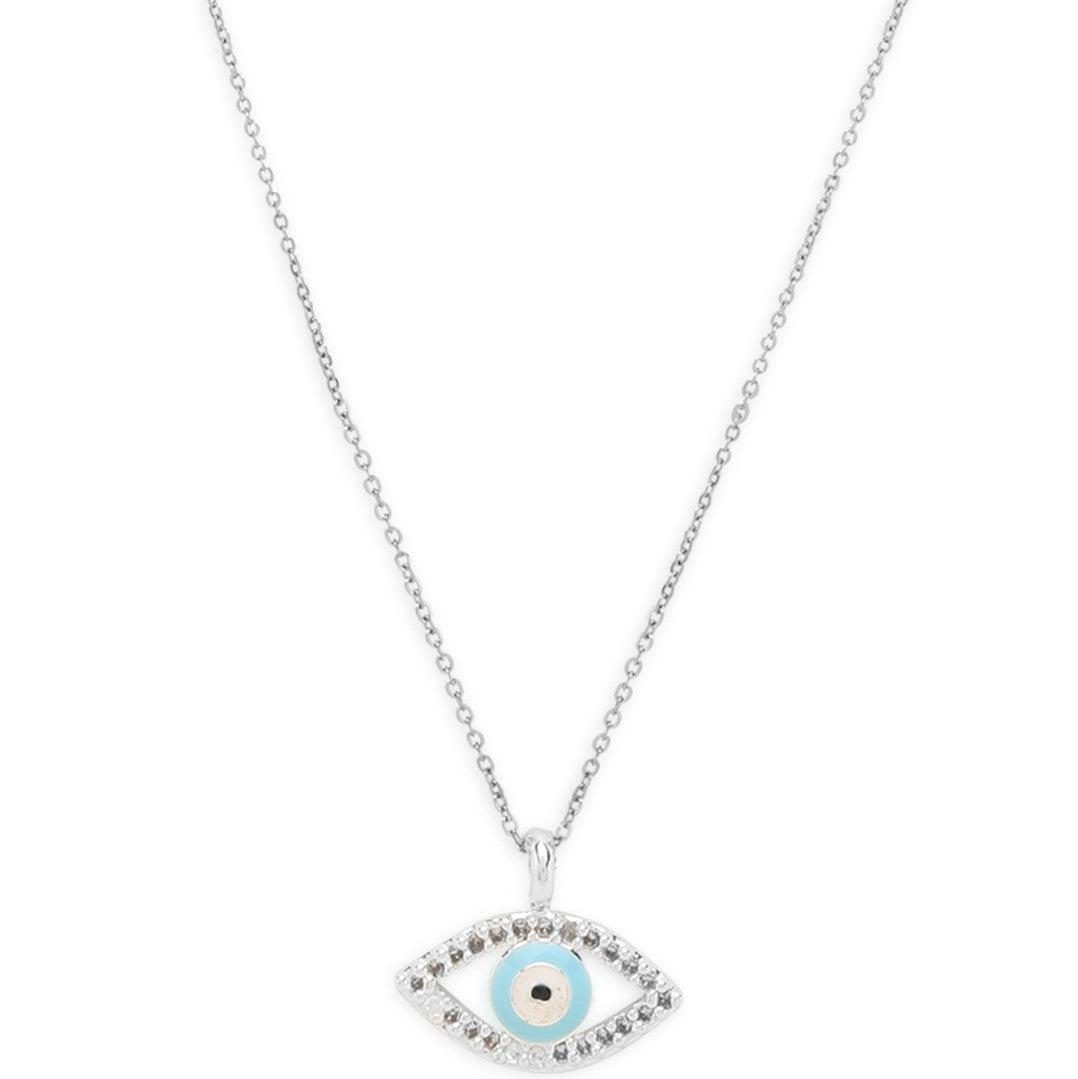 LAIDA Silver Plated Oval Blue Evil Eye Pendant