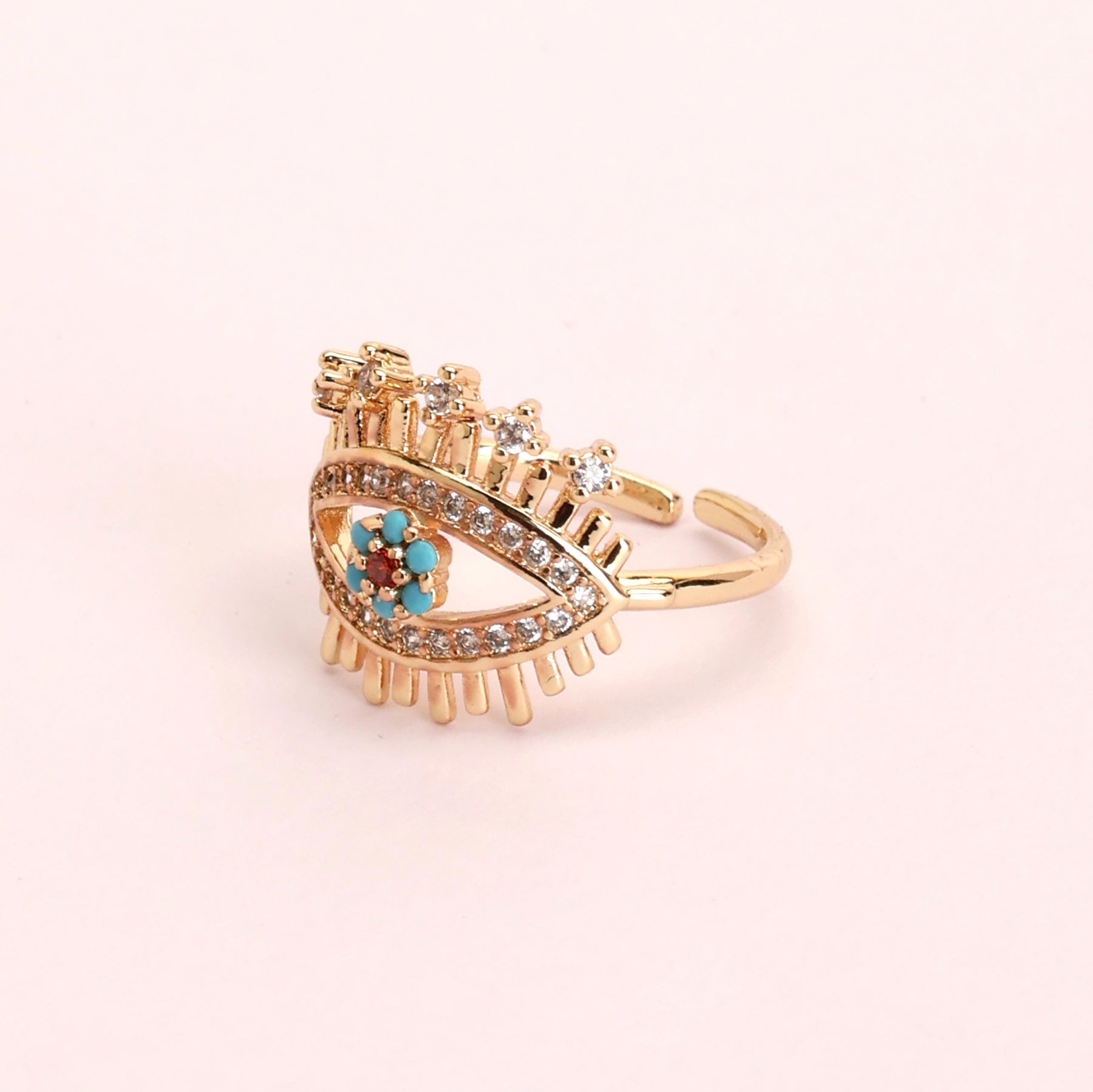 Turquoise Lashed Evil Eye Finger Ring