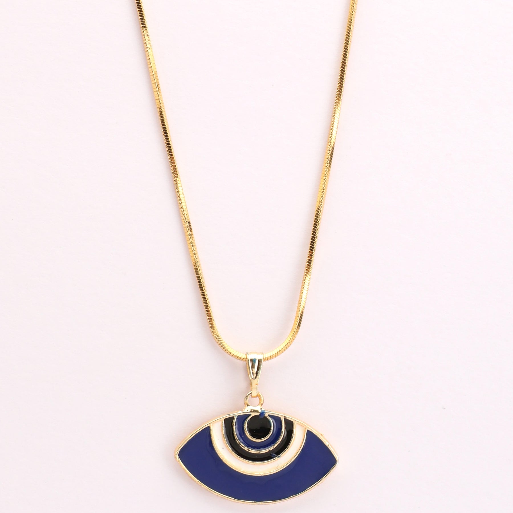 Gold Plated Blue Evil Eye Adjustable Pendant