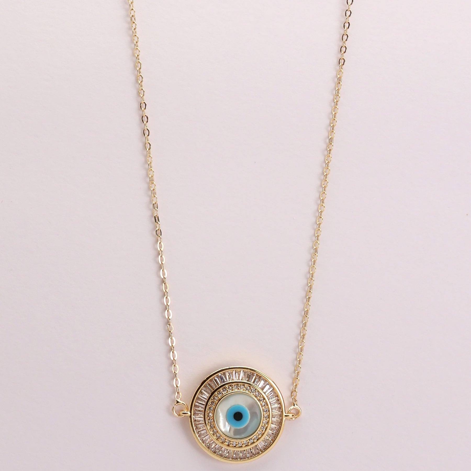 Gold Plated American Diamond Polki Evil Eye Pendant
