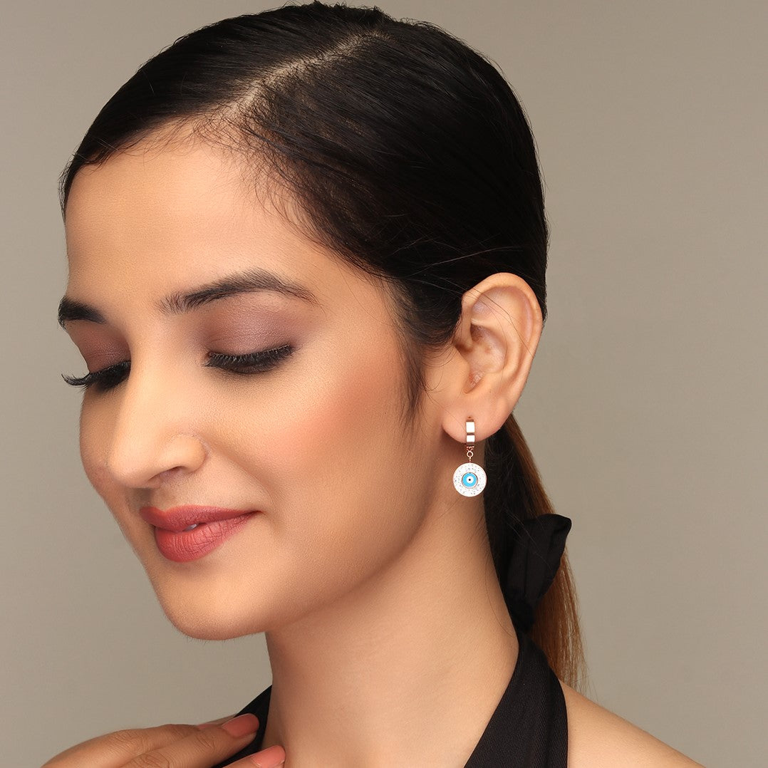 LAIDA Rose Gold Evil Eye Hoops