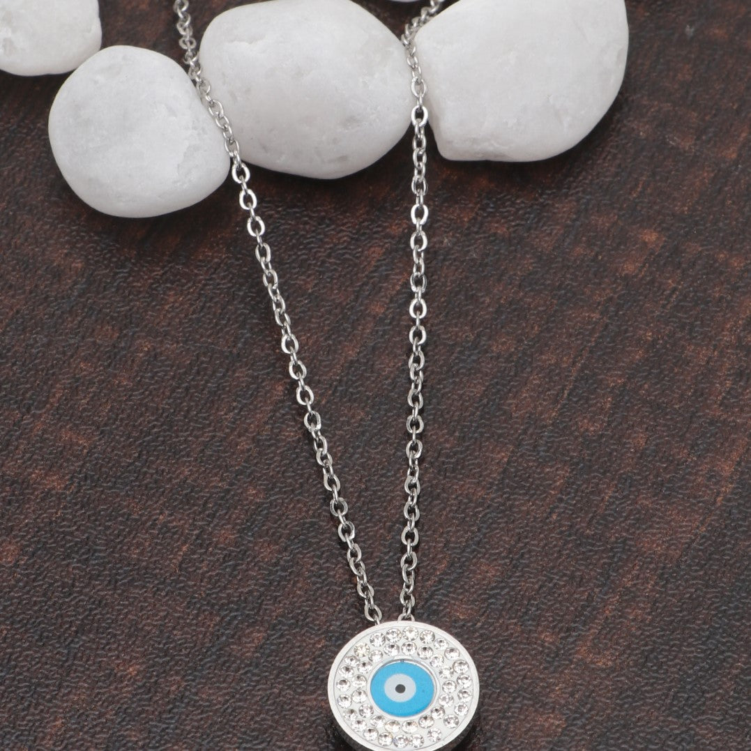 Silver Plated Blue Evil Eye Pendant