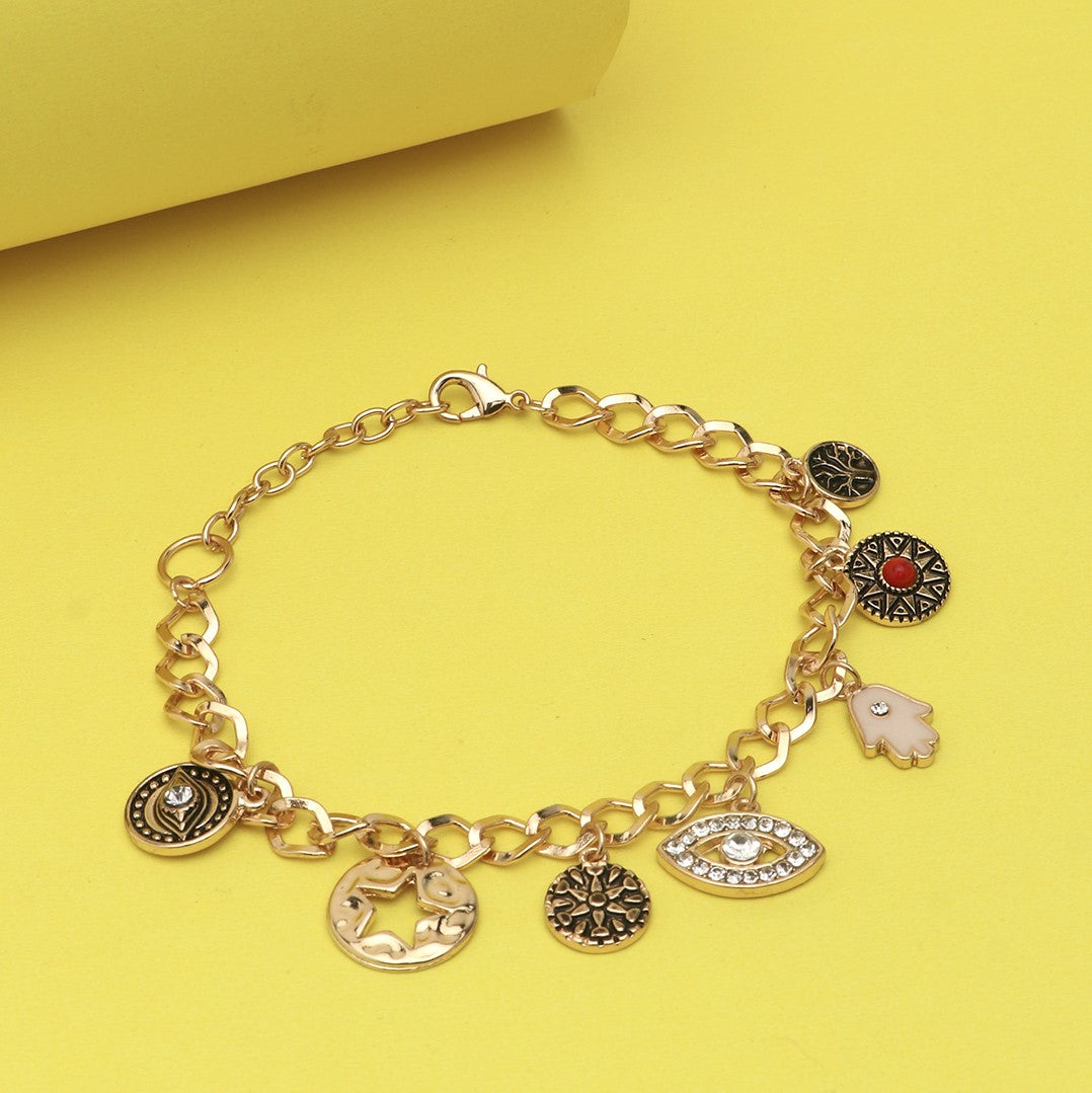Evil Eye Hamsa Gold Plated - Adjustable Bracelet