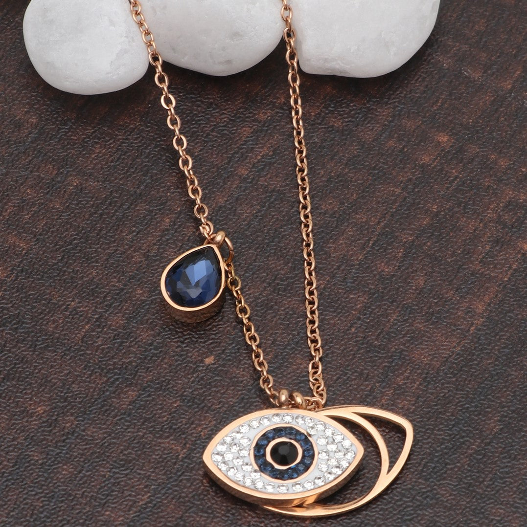 Rose Gold Plated Evil Eye Pendant Chain