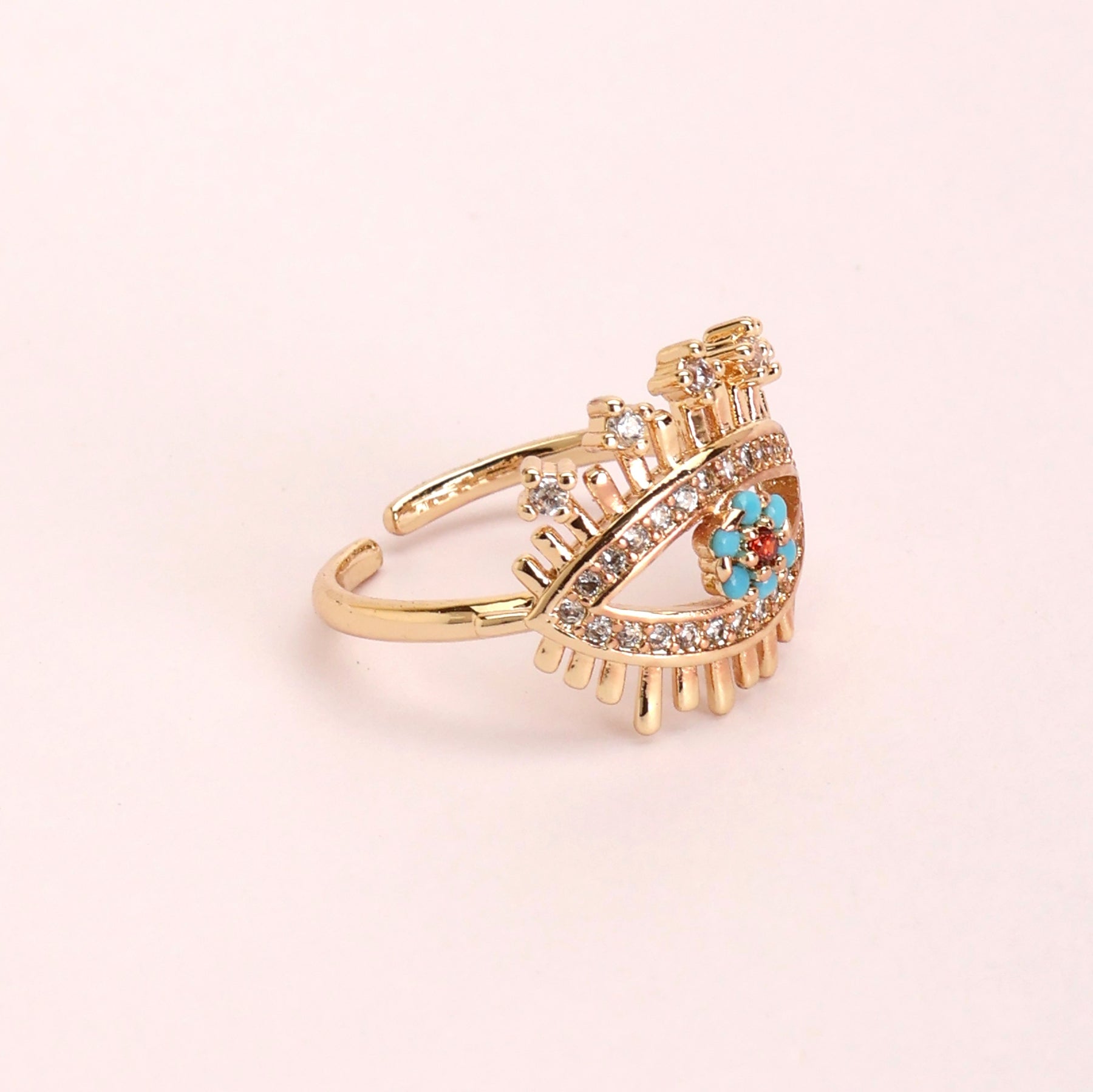 Turquoise Lashed Evil Eye Finger Ring