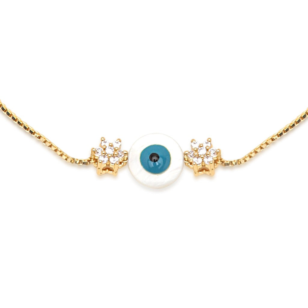 LAIDA Gold Plated floral Evil Eye Adjustable Barcelet