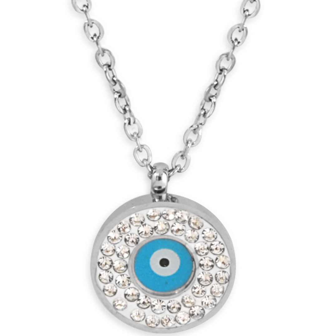 Silver Plated Blue Evil Eye Pendant