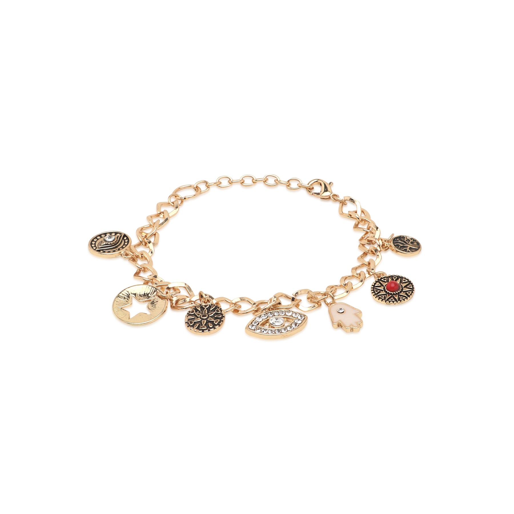 Evil Eye Hamsa Gold Plated - Adjustable Bracelet
