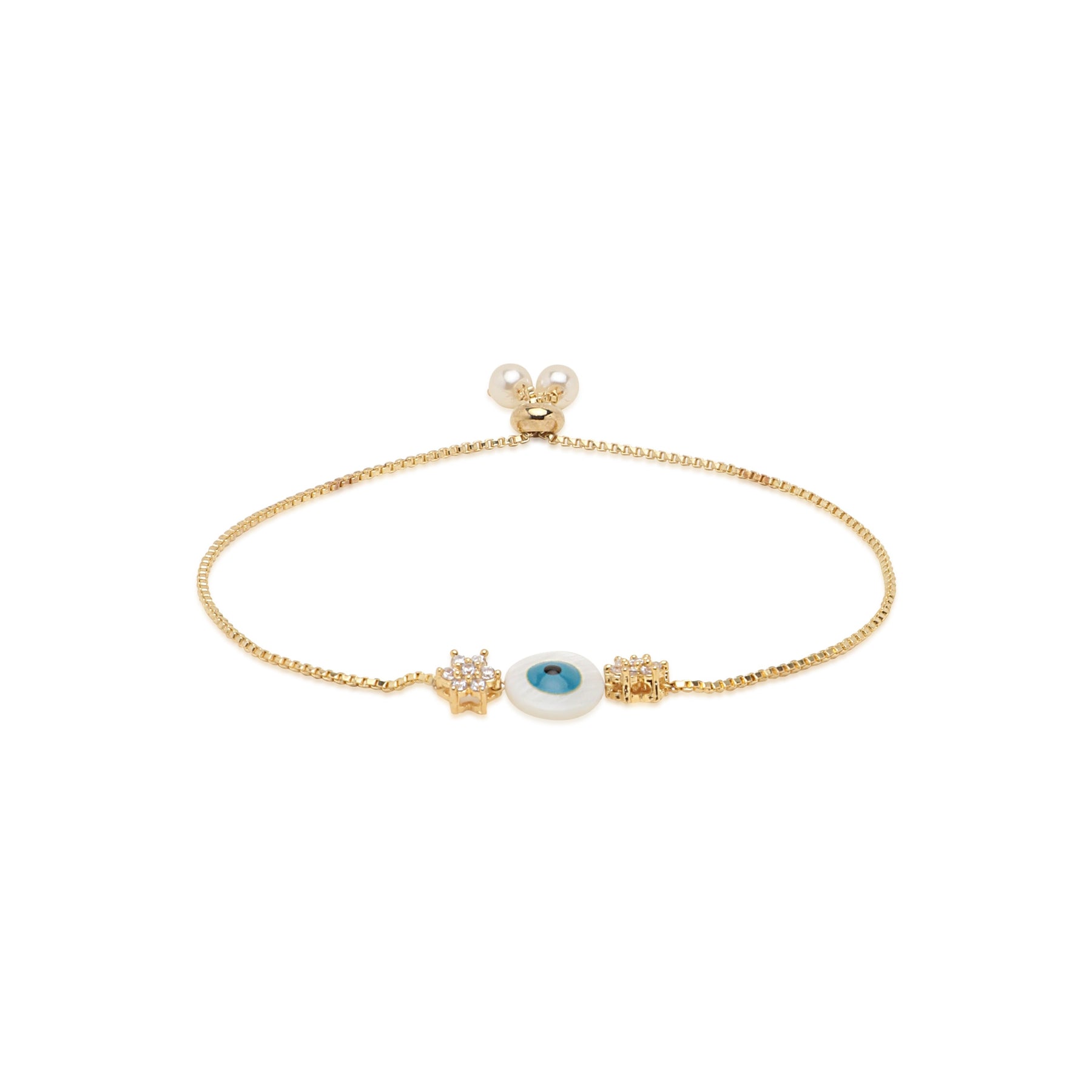 LAIDA Gold Plated floral Evil Eye Adjustable Barcelet