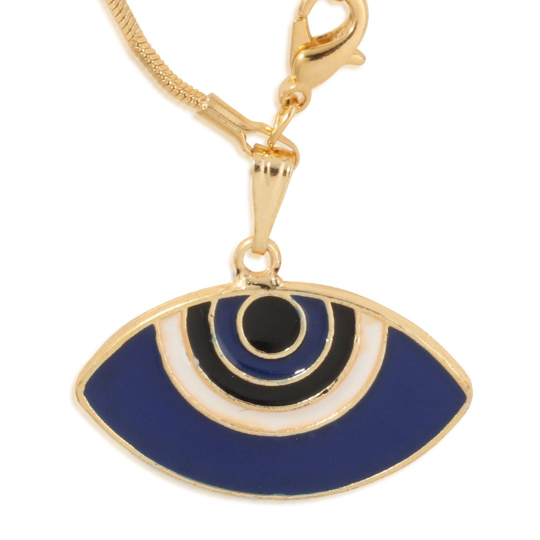 Gold Plated Oval Blue Evil Eye Pendant
