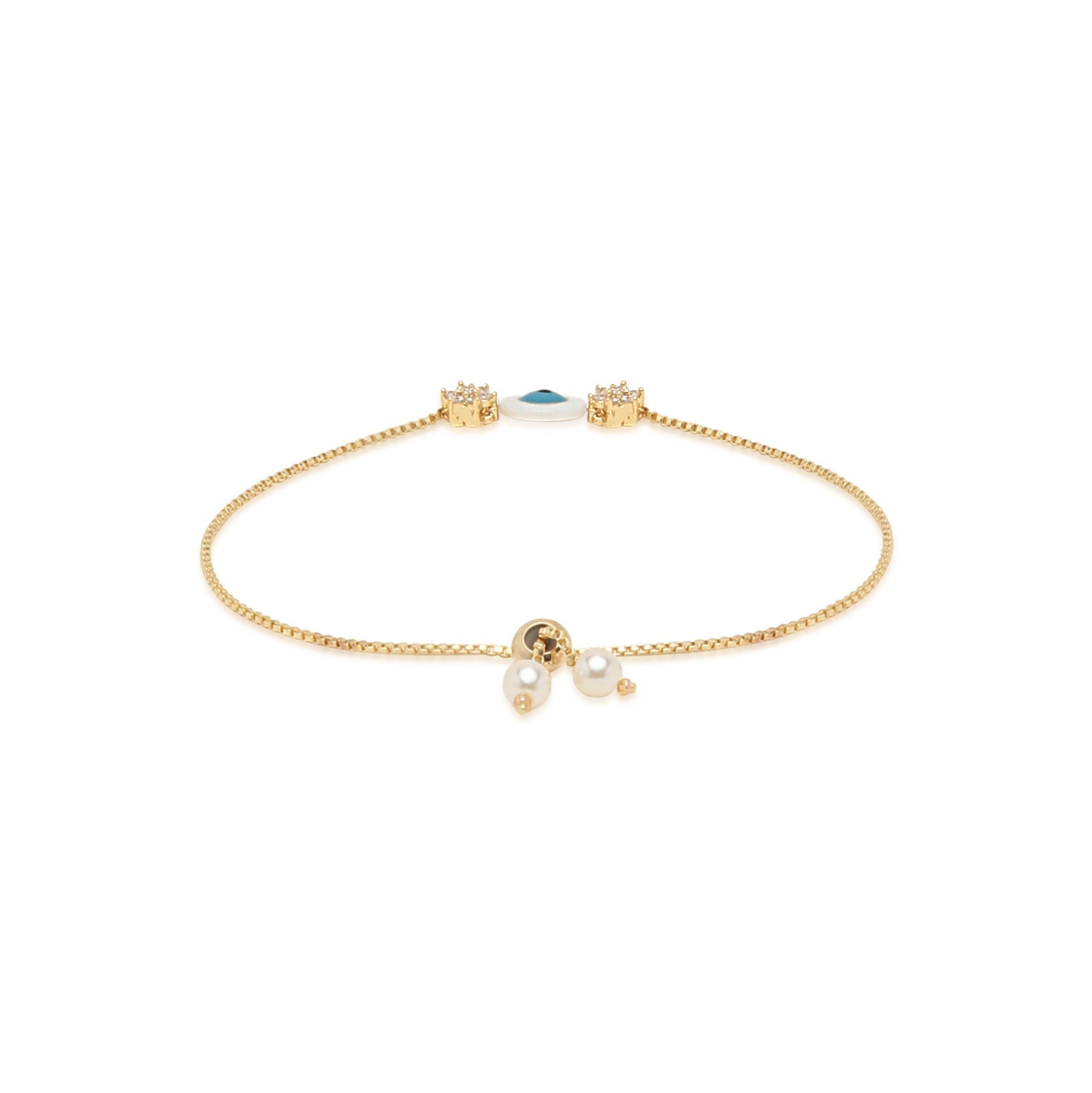 LAIDA Gold Plated floral Evil Eye Adjustable Barcelet