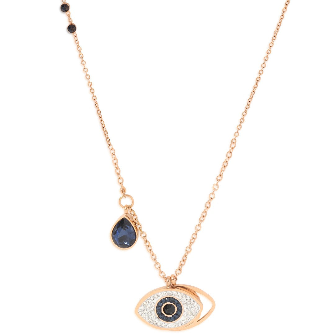 Rose Gold Plated Evil Eye Pendant Chain