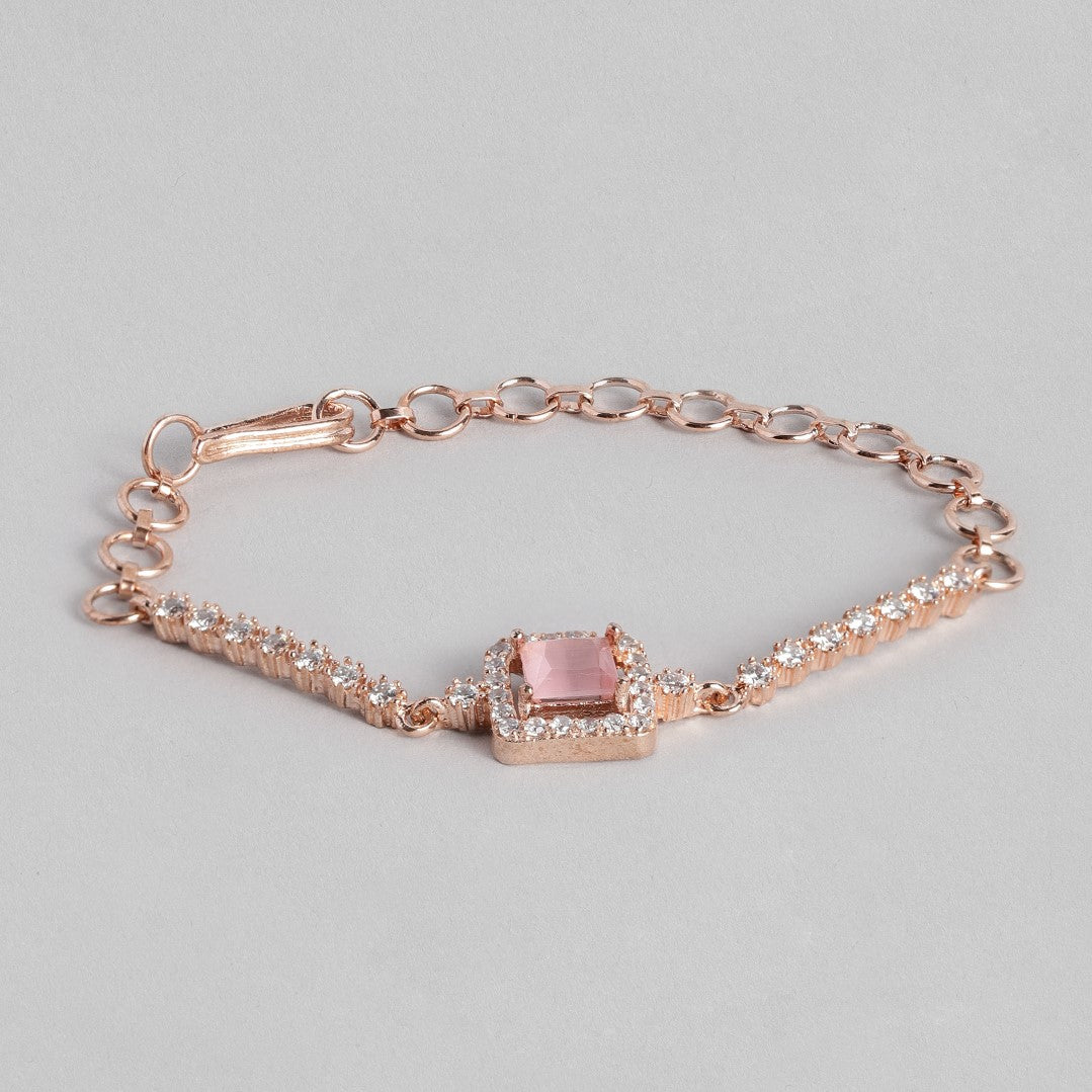 Brass Cubic Zirconia Rose Gold Plated - Wraparound Bracelet