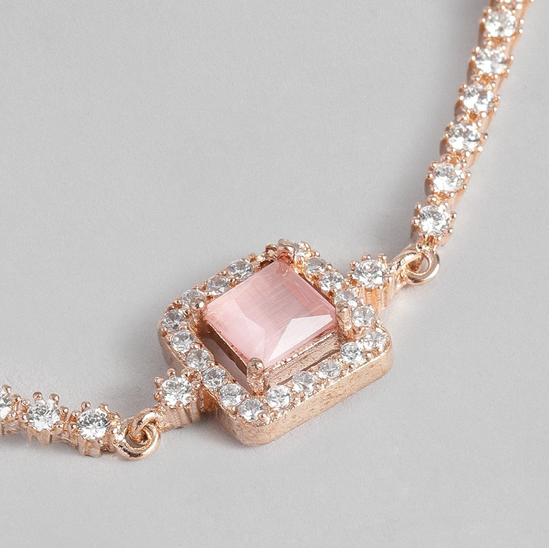 Brass Cubic Zirconia Rose Gold Plated - Wraparound Bracelet