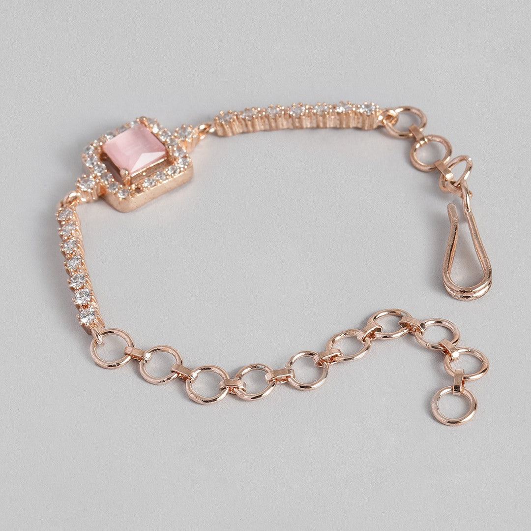 Brass Cubic Zirconia Rose Gold Plated - Wraparound Bracelet