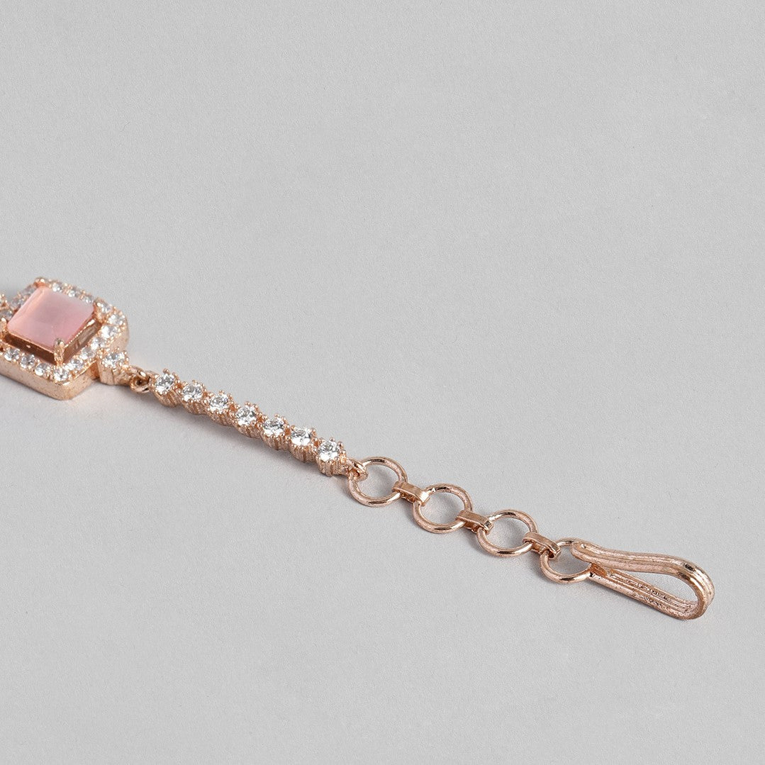 Brass Cubic Zirconia Rose Gold Plated - Wraparound Bracelet