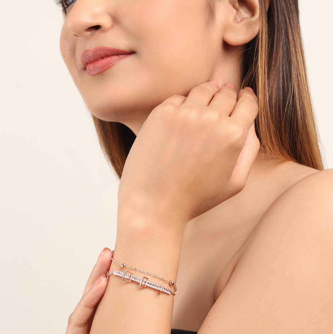 Charm Link Rose Gold-Plated Link Bracelet