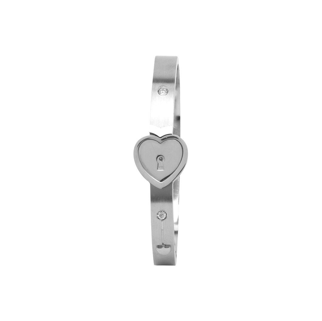 Heart Lock Unisex Silver-Plated Link Bracelet