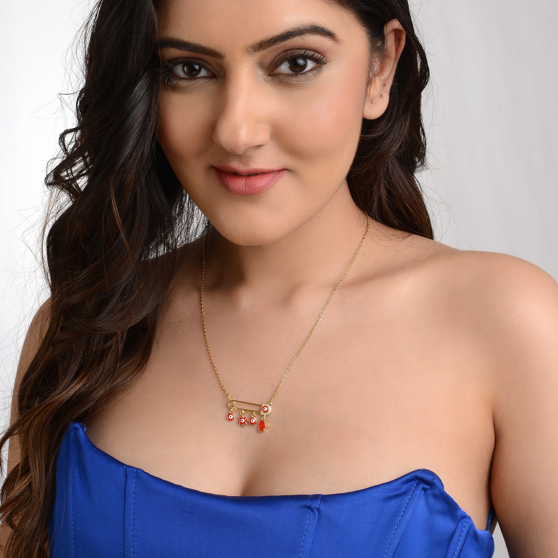 Safety Pin Hamsa Charm Pendant