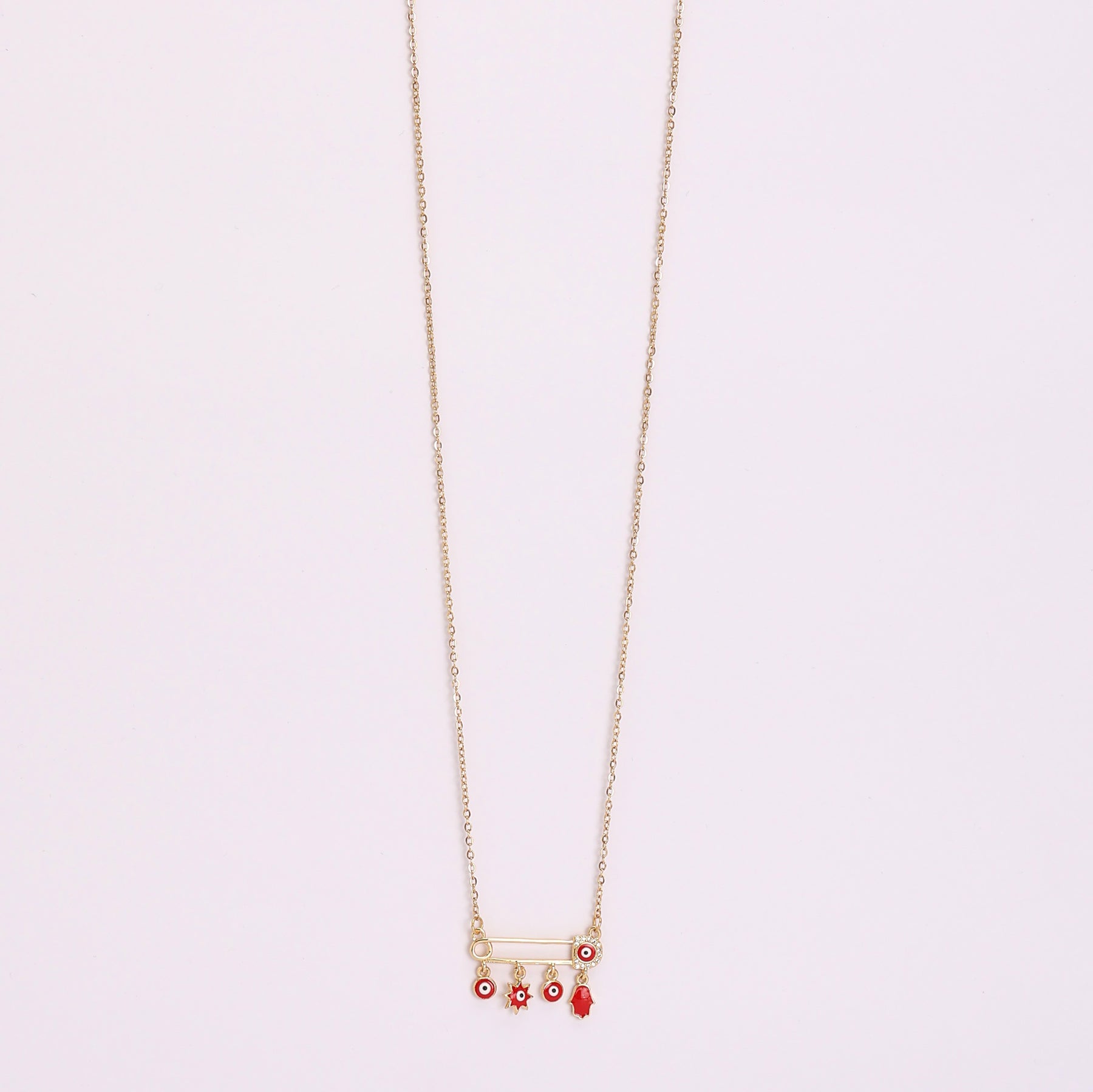 Safety Pin Hamsa Charm Pendant