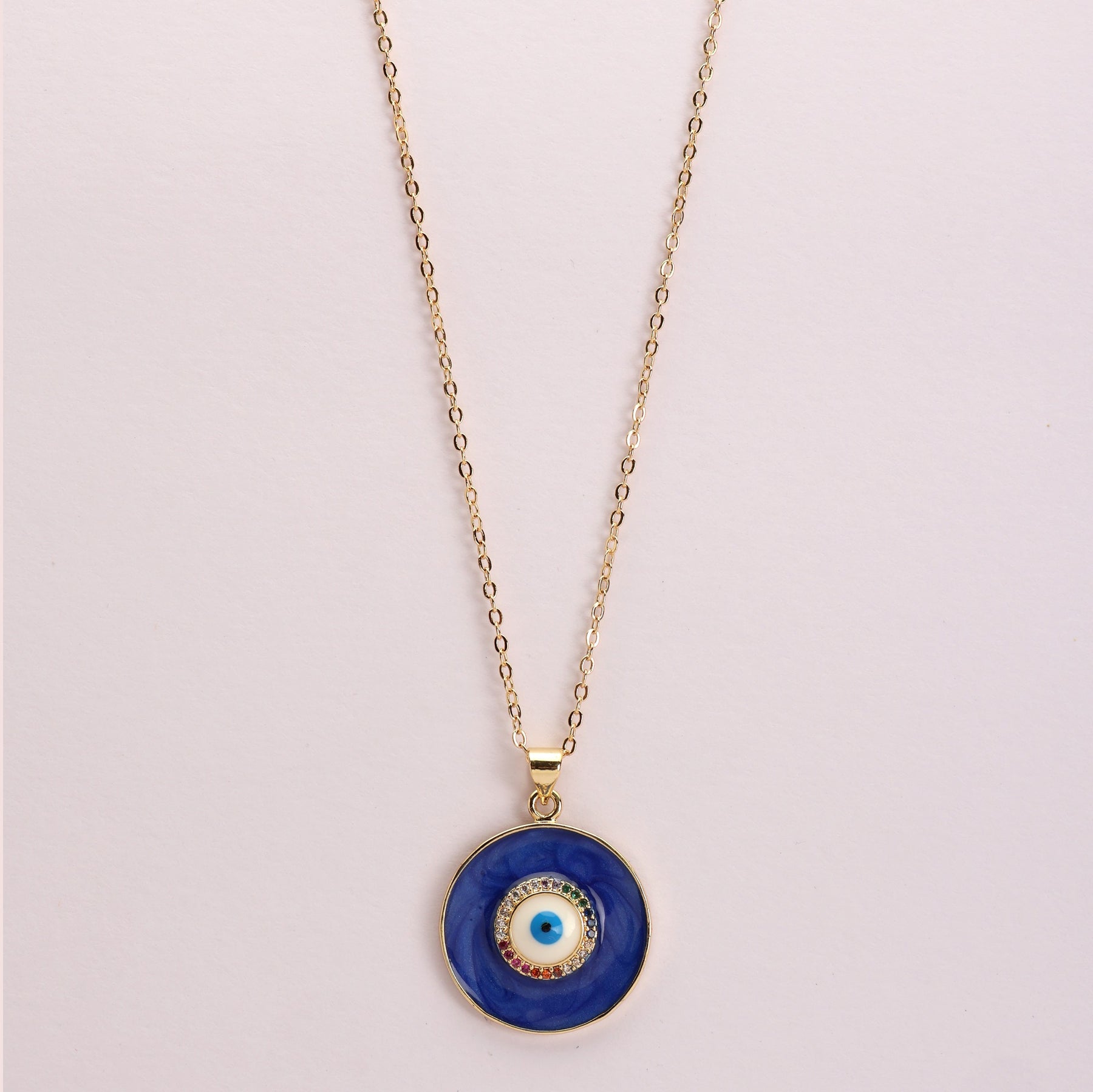 Gold Plated Blue Evil Eye Pendant