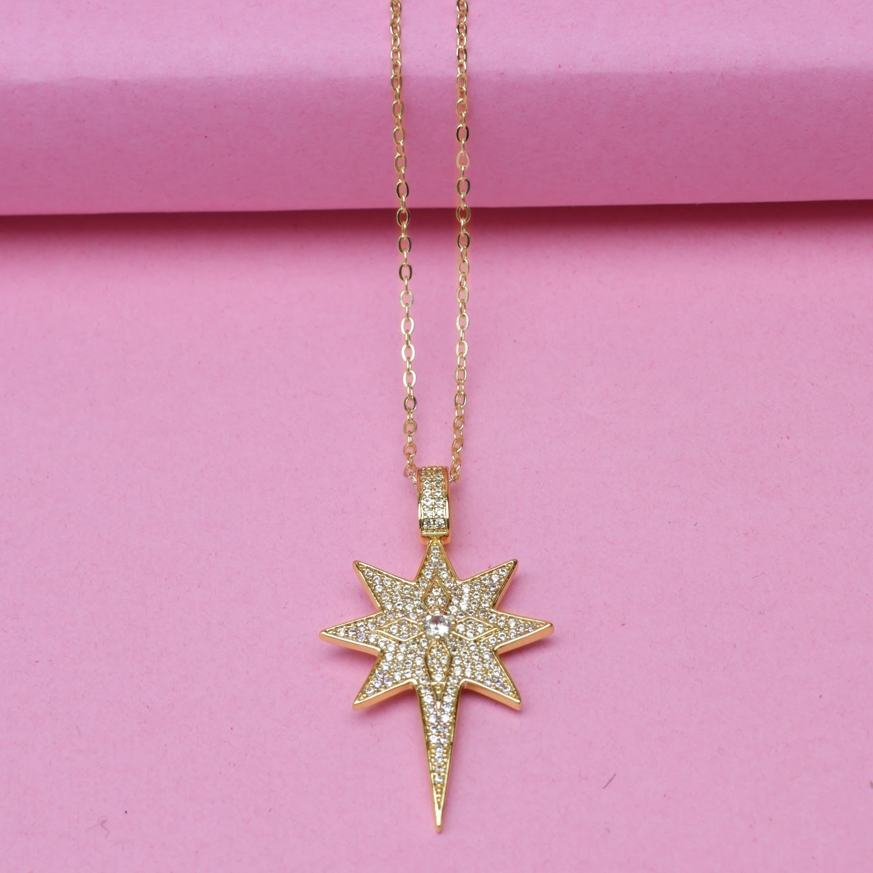 LAIDA Gold Plated Amercian Diamond Star Pendant