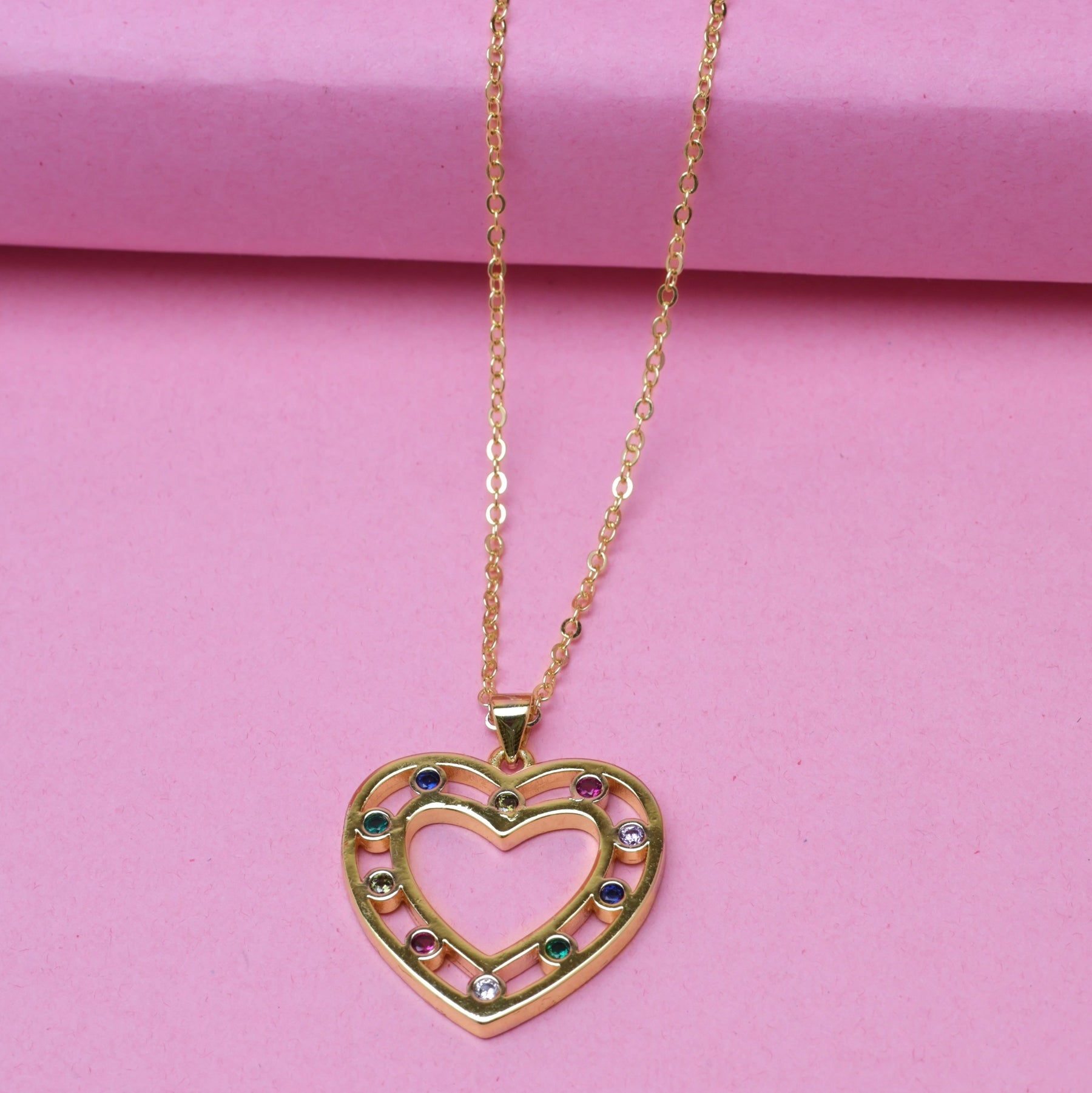 LAIDA Gold Plated Hollow Heart Pendant