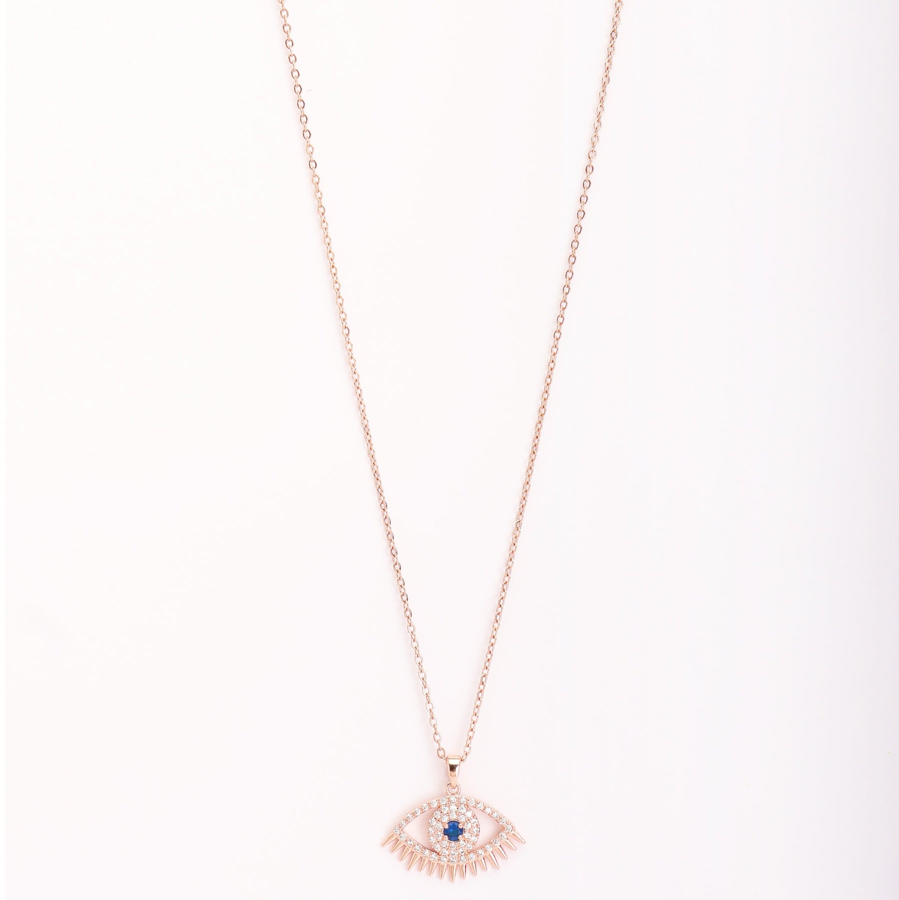 Rose Gold Blue Evil Eye Lashes Pendant