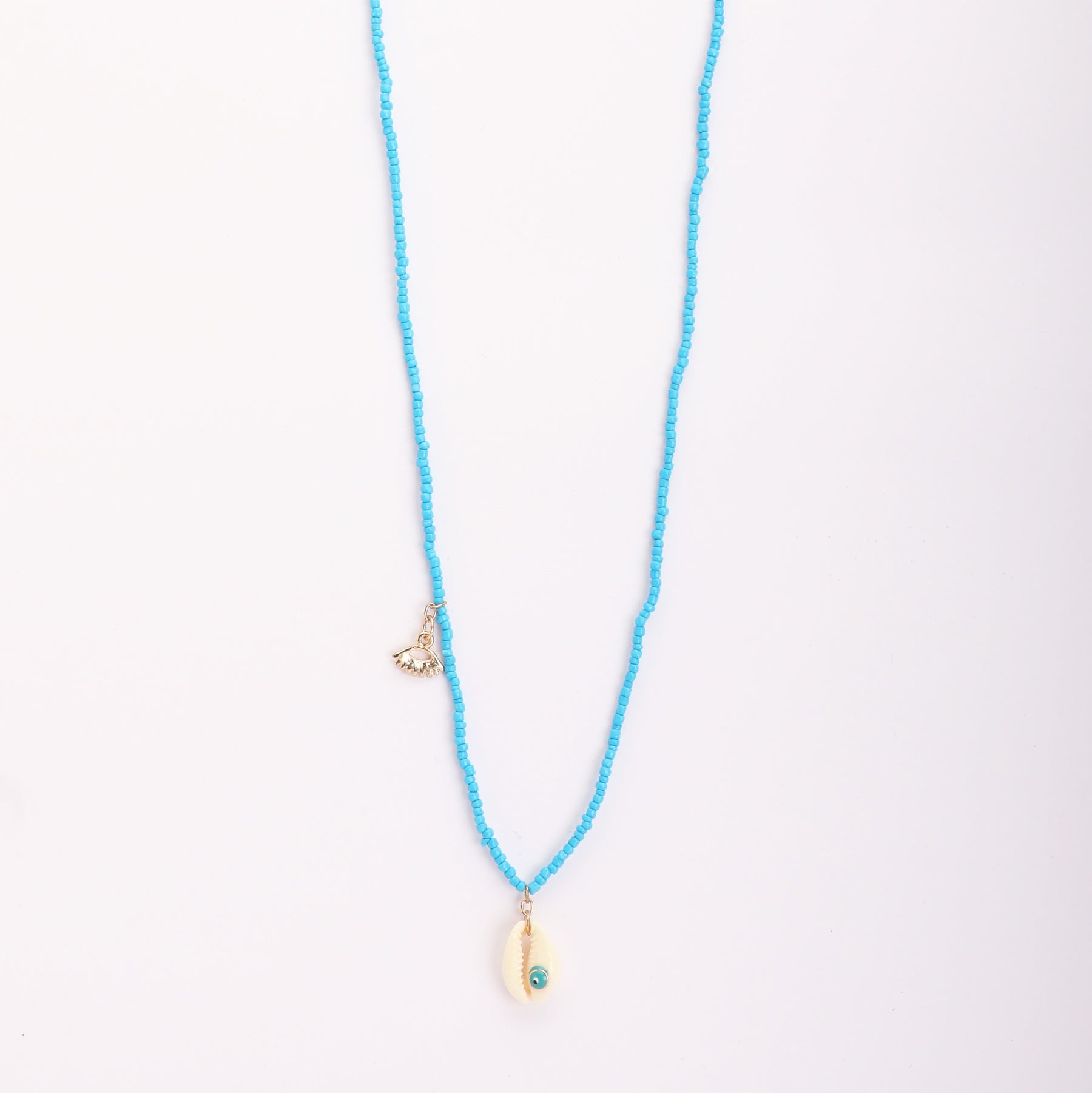 Blue Shell Multi Layer Long Pendant Chain