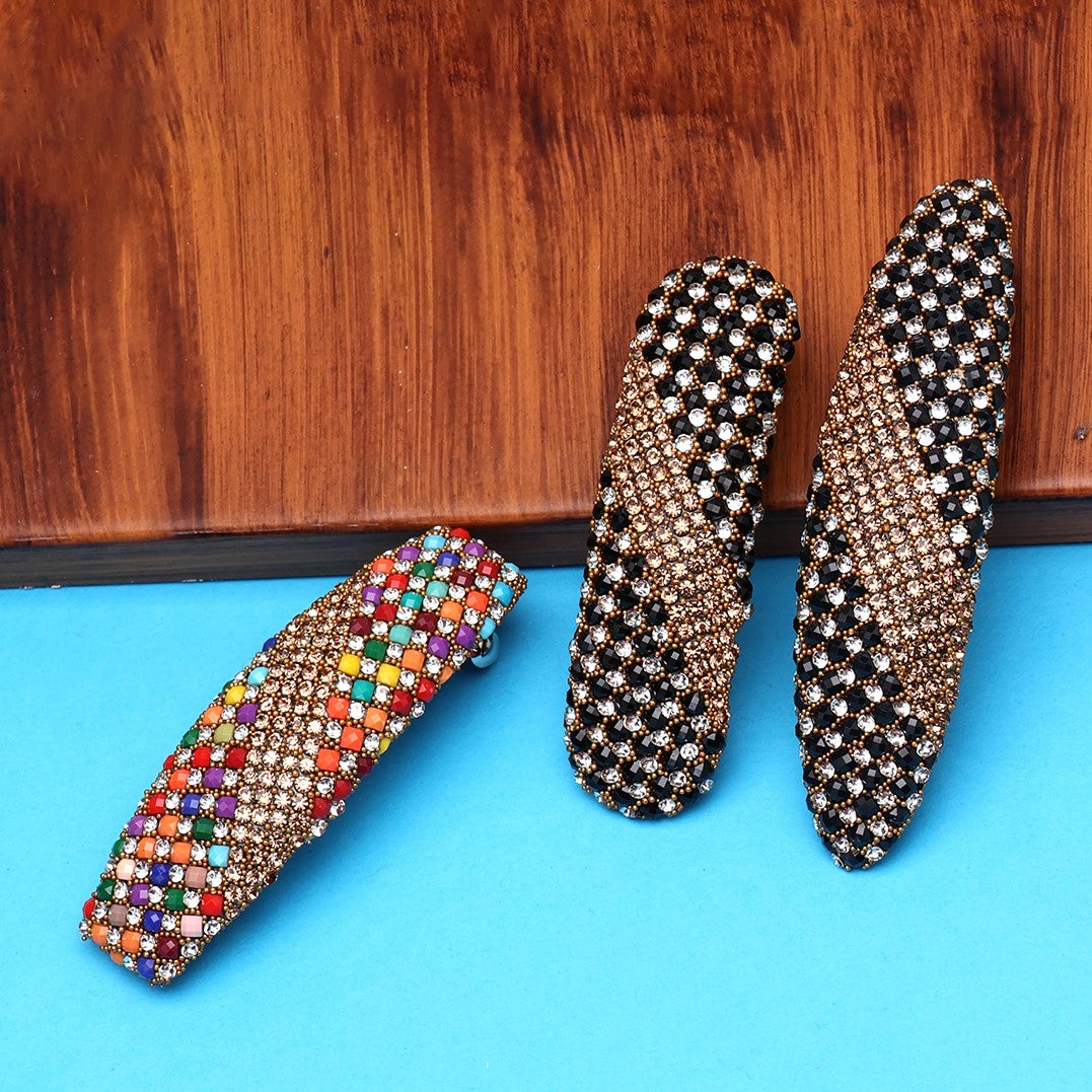 Laida Women Set of 3 Metal Embellished French Barrette