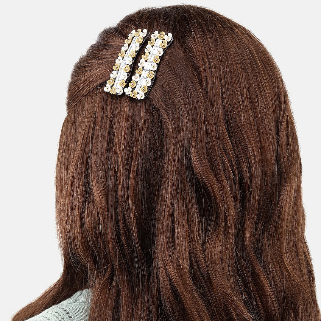 Laida Women Set of 2 Metal Embellished Tic Tac Hair Clip