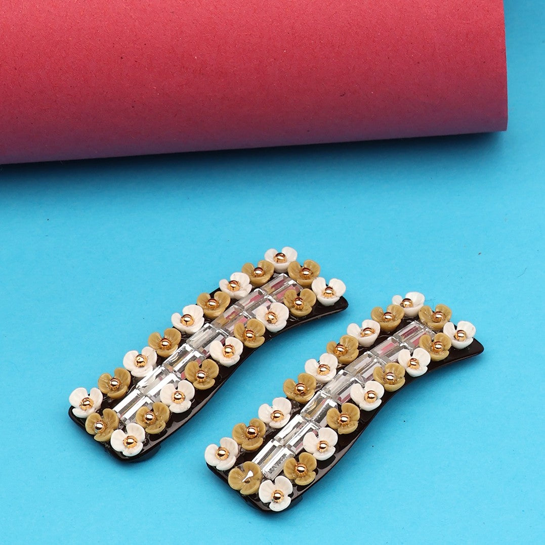 Laida Women Set of 2 Metal Embellished Tic Tac Hair Clip