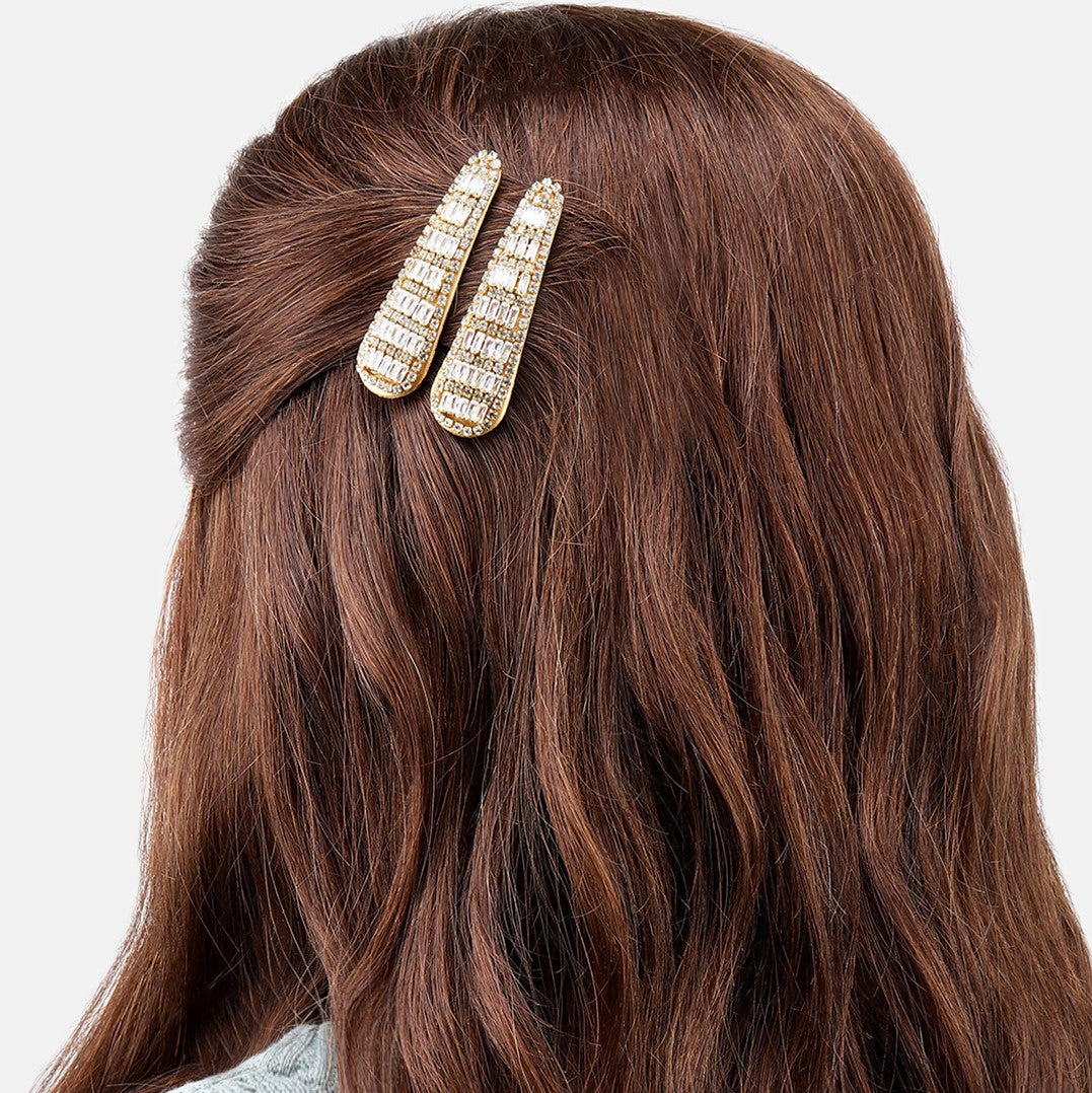 Laida Women Set of 2 Metal Embellished Tic Tac Hair Clip