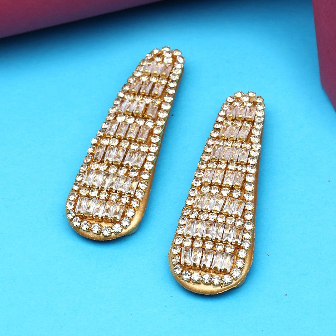 Laida Women Set of 2 Metal Embellished Tic Tac Hair Clip