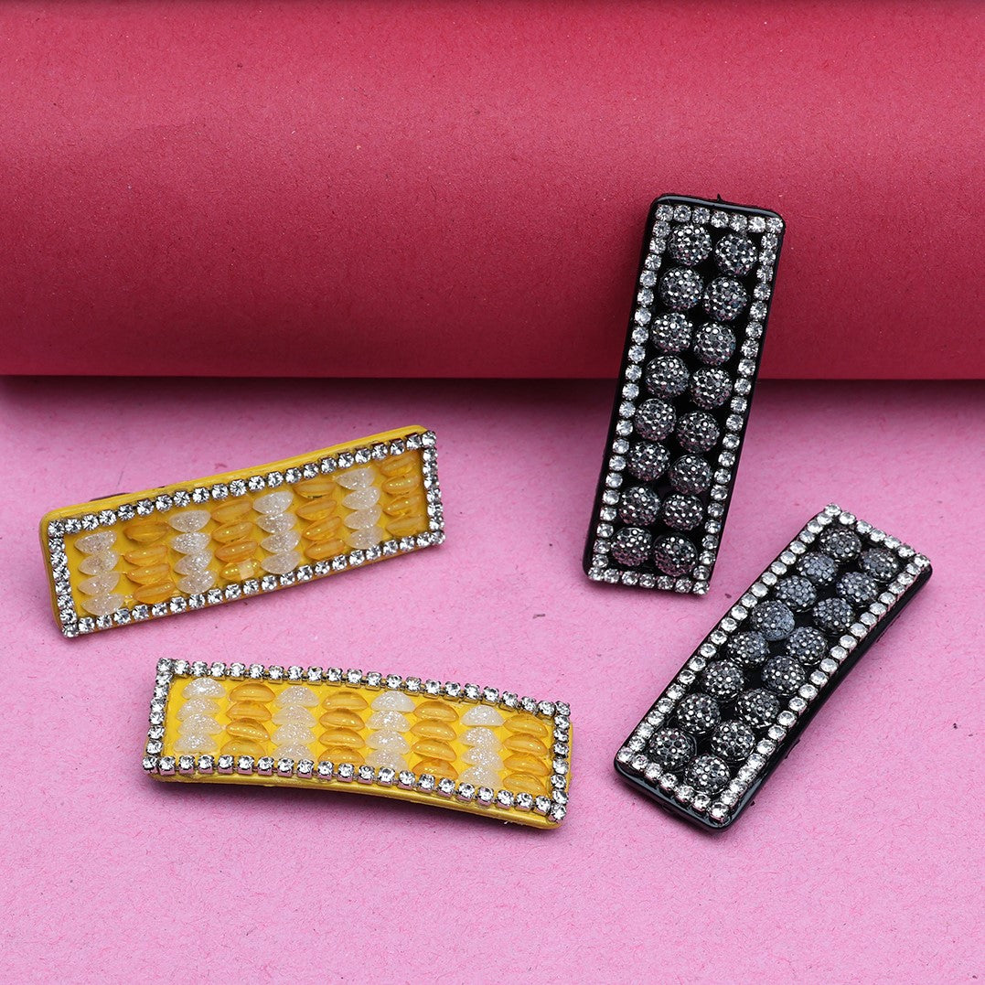 Laida Women Set of 4 Embellished Metal Tic Tac Hair Clip