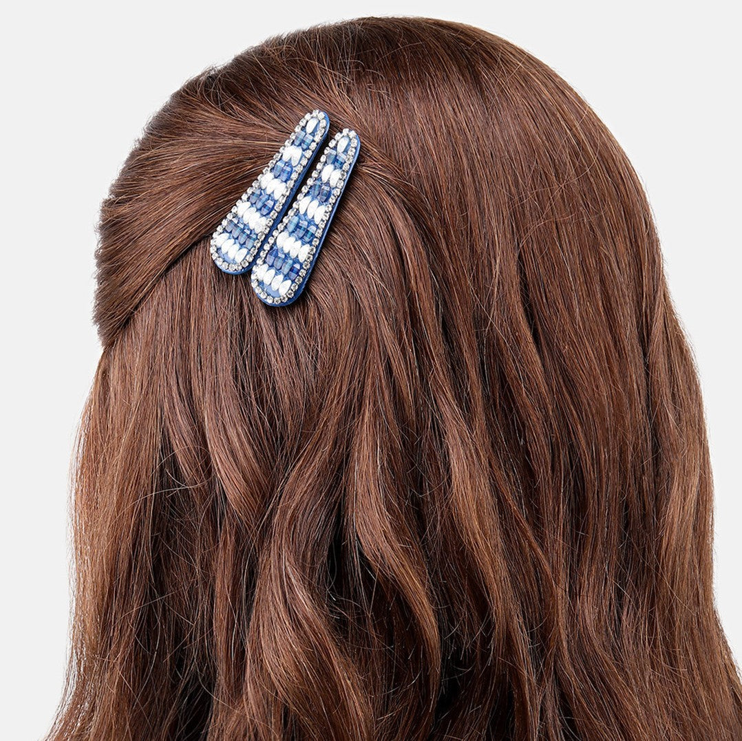 Laida Women Set of 4 Embellished Metal Tic Tac Hair Clip