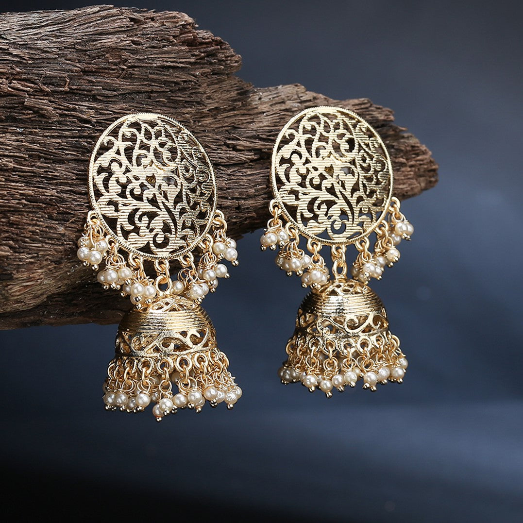 Gold-Toned Gold Plated Dome Shaped Jhumka