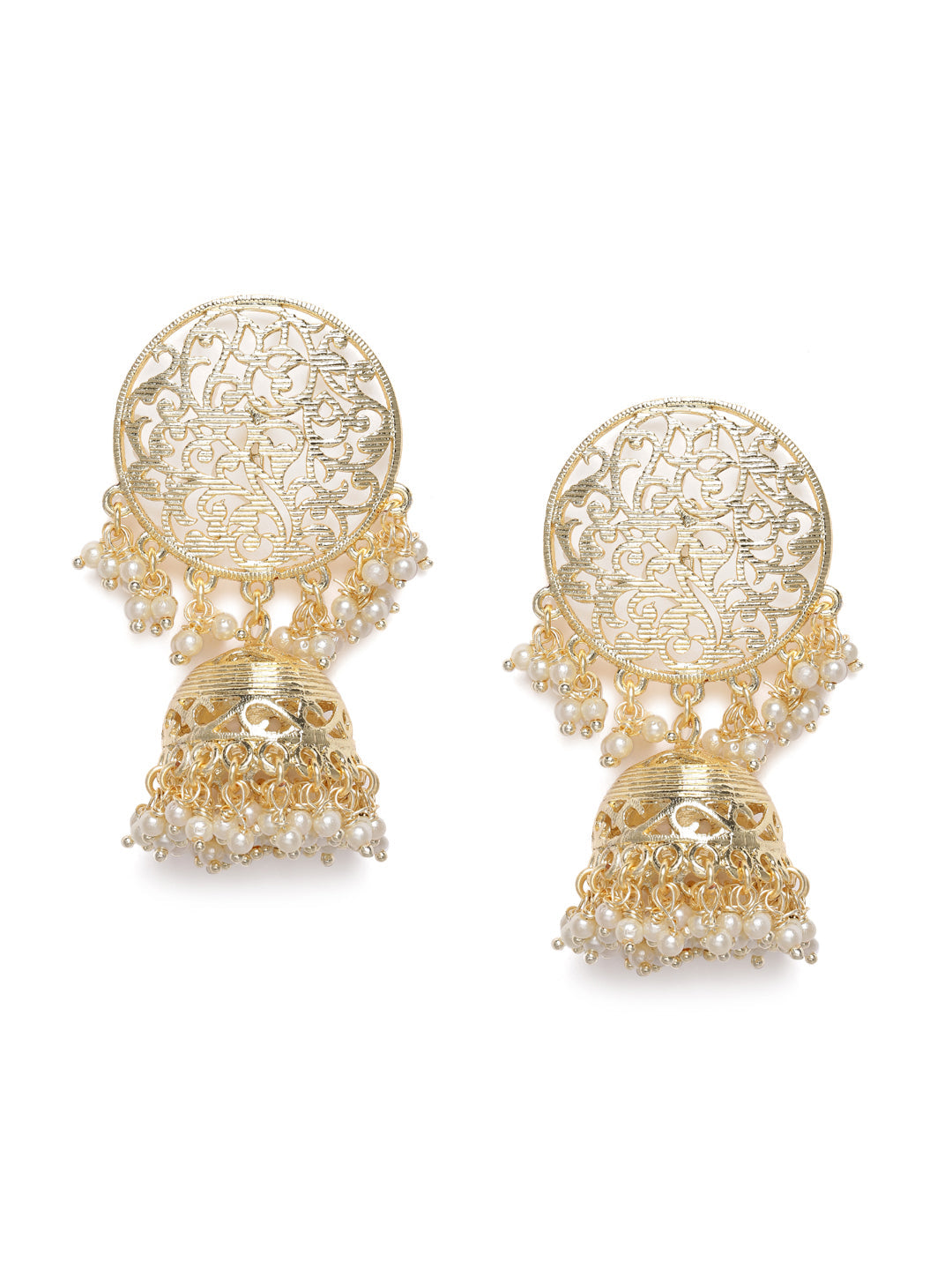 Gold-Toned Gold Plated Dome Shaped Jhumka