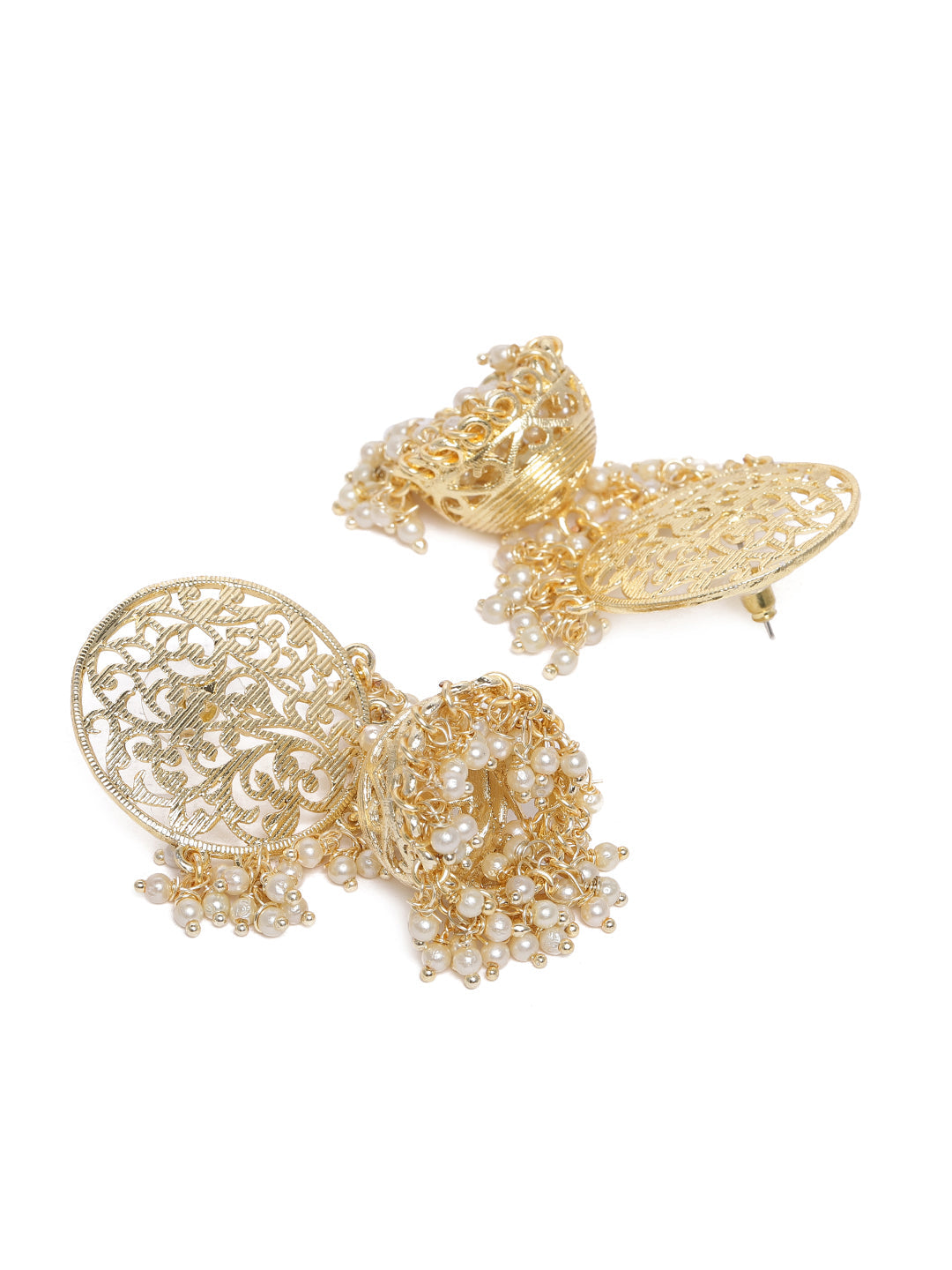 Gold-Toned Gold Plated Dome Shaped Jhumka